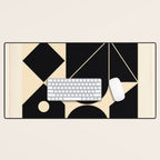Geometric Shapes Black and White 4 Desk Mat Gallery Image 1