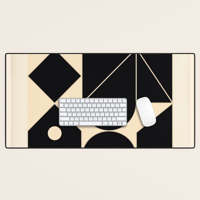 Geometric Shapes Black and White 4 Desk Mat Gallery Image 1