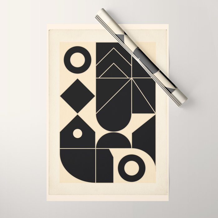 Geometric Shapes Black and White 4 Wrapping Paper Gallery Image 1