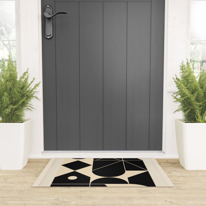 Geometric Shapes Black and White 4 Welcome Mat Gallery Image 3