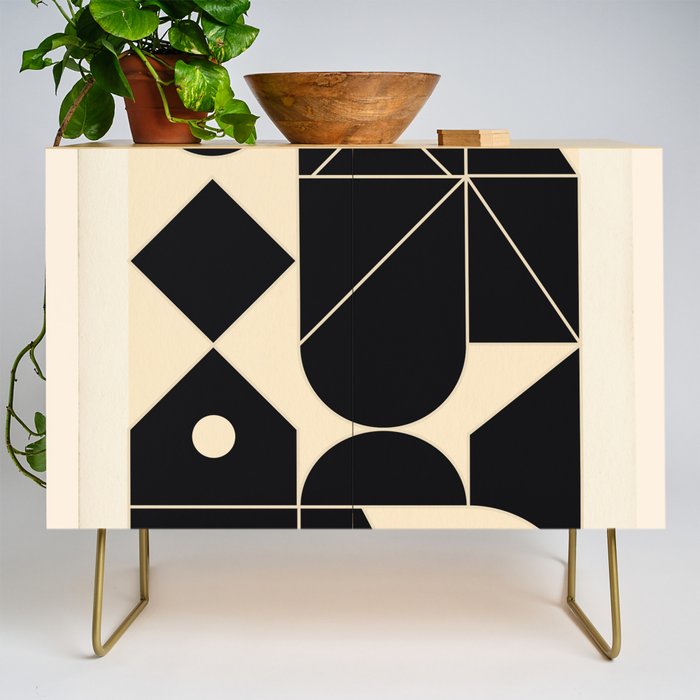 Geometric Shapes Black and White 4 Credenza Gallery Image 1