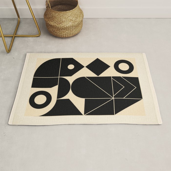 Geometric Shapes Black and White 4 Rug Gallery Image 1