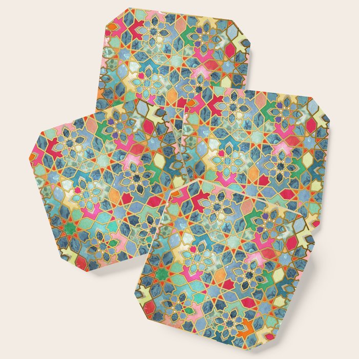 Gilt & Glory - Colorful Moroccan Mosaic Coaster Gallery Image 1