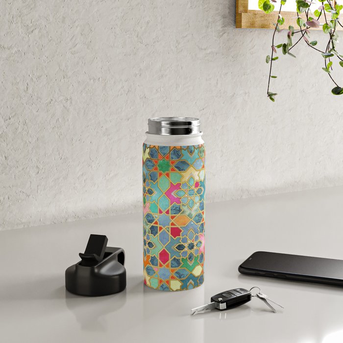 Gilt & Glory - Colorful Moroccan Mosaic Water Bottle Gallery Image 4
