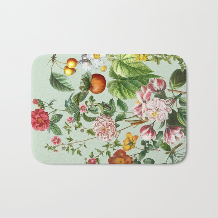 Persimmon Botanical Bloom Mint Green  Bath Mat Gallery Image 1