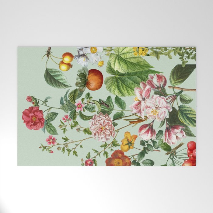 Persimmon Botanical Bloom Mint Green  Welcome Mat Gallery Image 1