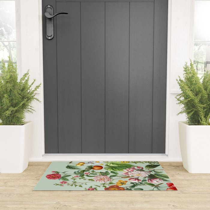 Persimmon Botanical Bloom Mint Green  Welcome Mat Gallery Image 3