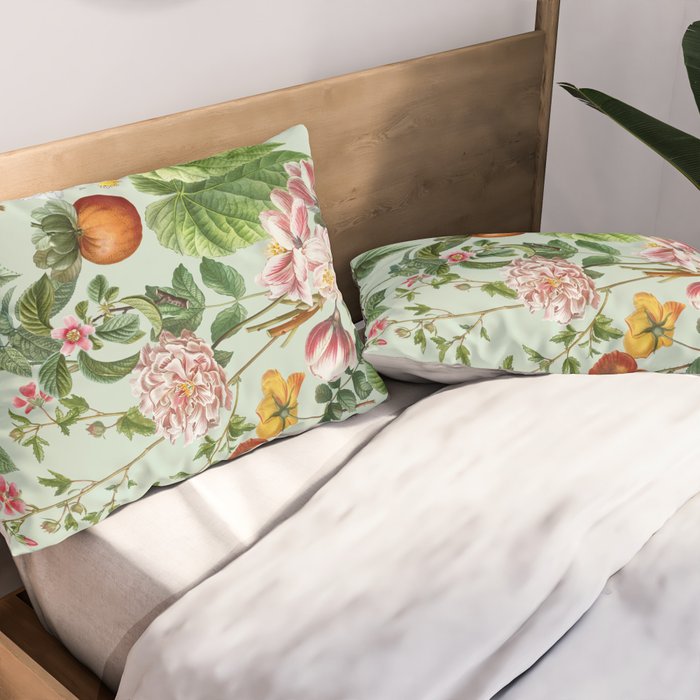 Persimmon Botanical Bloom Mint Green  Pillow Sham Gallery Image 2