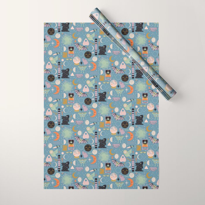 Lunar Pattern: Blue Moon Wrapping Paper Gallery Image 1