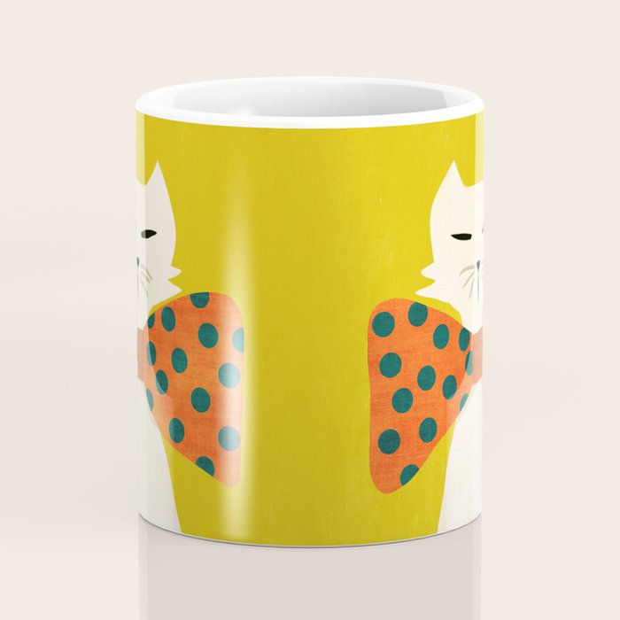 Cat with incredebly oversized humongous bowtie Coffee Mug Gallery Image 4