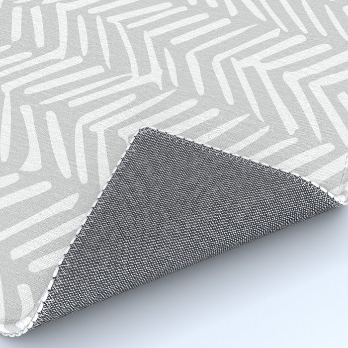Abstract Herringbone, Striped Pattern, Gray and White Rug Gallery Image 4