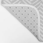 Abstract Herringbone, Striped Pattern, Gray and White Bath Mat Gallery Image 2