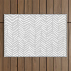 Abstract Herringbone, Striped Pattern, Gray and White Outdoor Rug Gallery Image 1