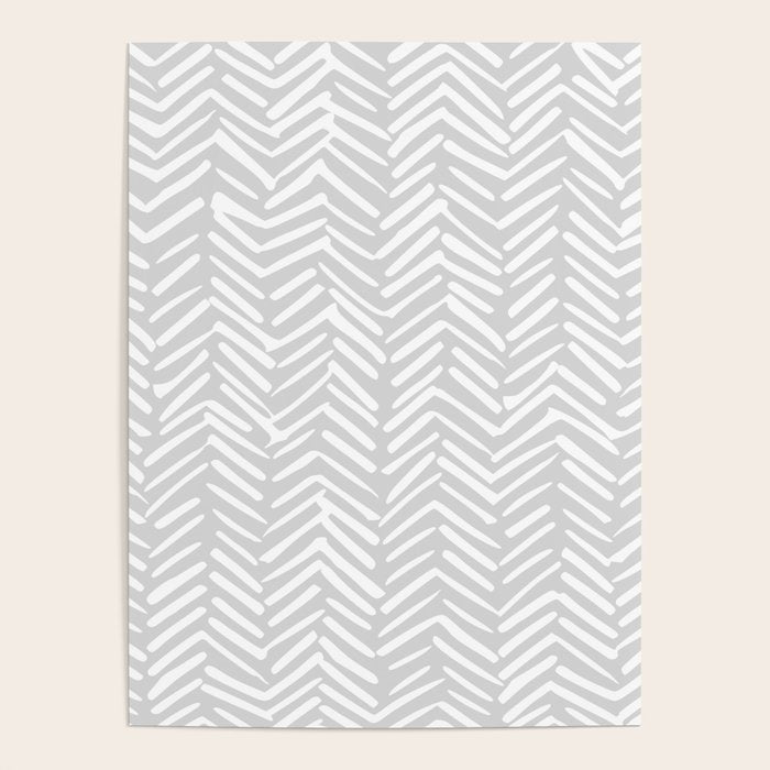 Abstract Herringbone, Striped Pattern, Gray and White Poster Gallery Image 4
