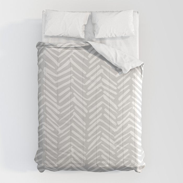 Abstract Herringbone, Striped Pattern, Gray and White Comforter Gallery Image 6