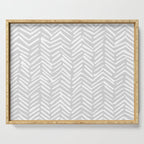 Abstract Herringbone, Striped Pattern, Gray and White Serving Tray Gallery Image 1