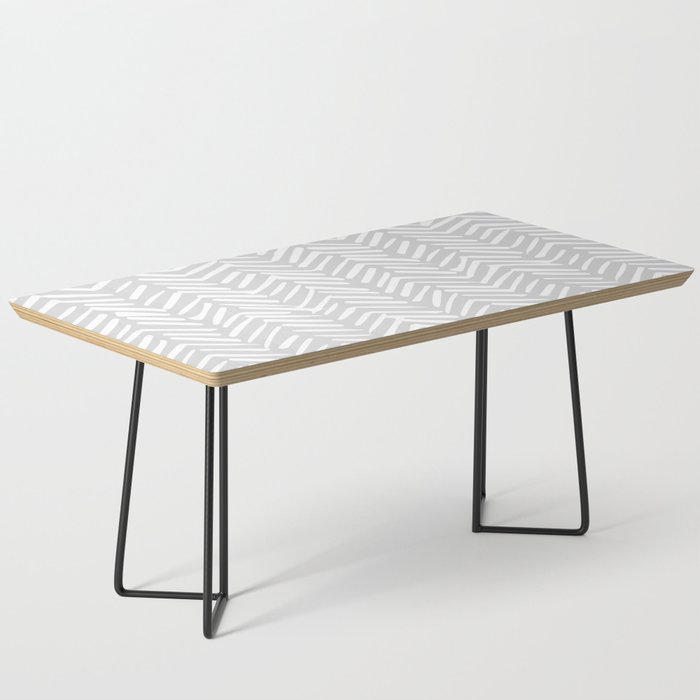 Abstract Herringbone, Striped Pattern, Gray and White Coffee Table Gallery Image 1