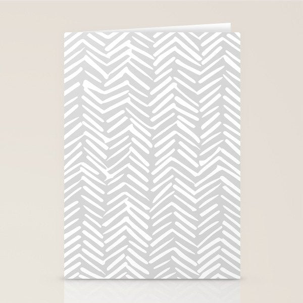 Abstract Herringbone, Striped Pattern, Gray and White Stationery Card Gallery Image 2
