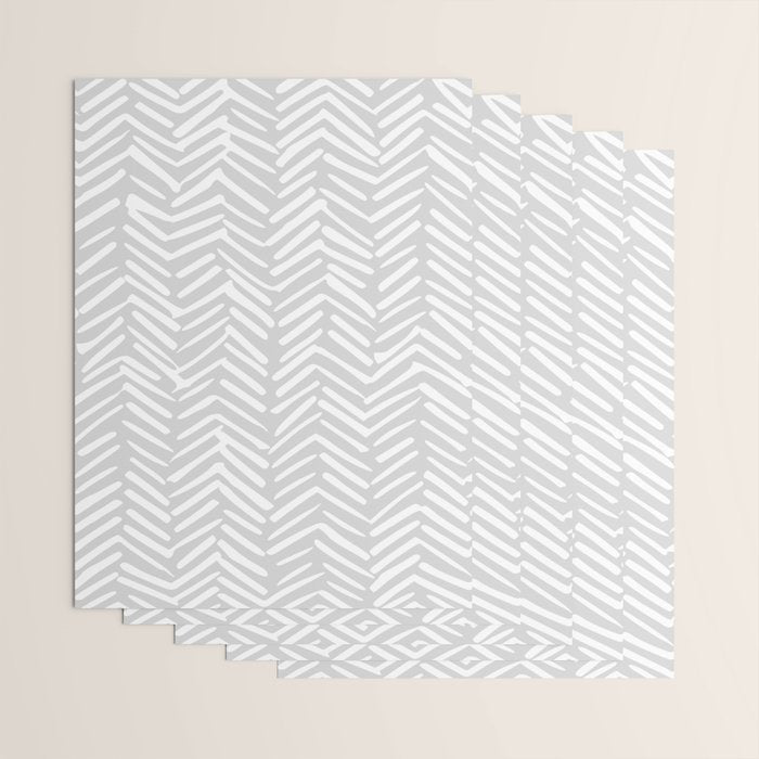 Abstract Herringbone, Striped Pattern, Gray and White Wrapping Paper Gallery Image 3
