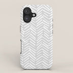 Abstract Herringbone, Striped Pattern, Gray and White iPhone Case Gallery Image 1