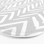Abstract Herringbone, Striped Pattern, Gray and White Bath Mat Gallery Image 3
