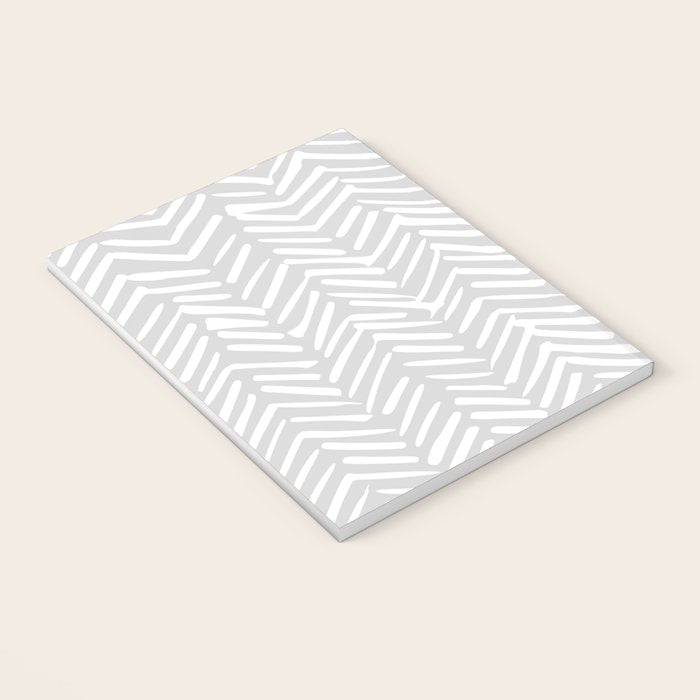 Abstract Herringbone, Striped Pattern, Gray and White Notebook Gallery Image 3