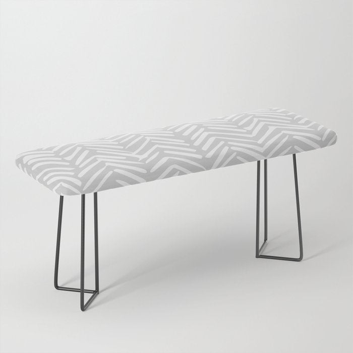 Abstract Herringbone, Striped Pattern, Gray and White Bench Gallery Image 1