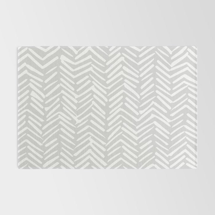 Abstract Herringbone, Striped Pattern, Gray and White Rug Gallery Image 2