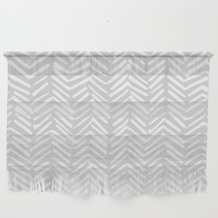 Abstract Herringbone, Striped Pattern, Gray and White Wall Hanging Gallery Image 1