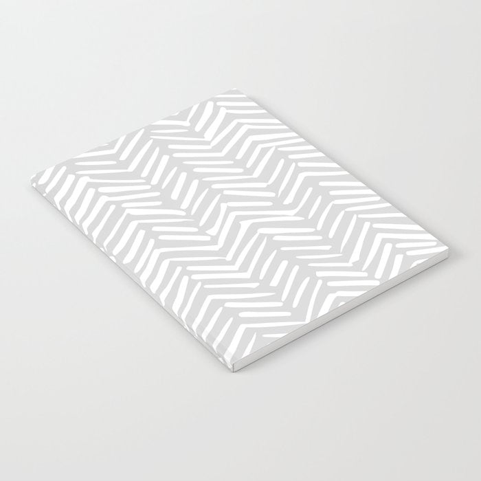 Abstract Herringbone, Striped Pattern, Gray and White Notebook Gallery Image 2