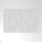 Abstract Herringbone, Striped Pattern, Gray and White Welcome Mat Gallery Image 1