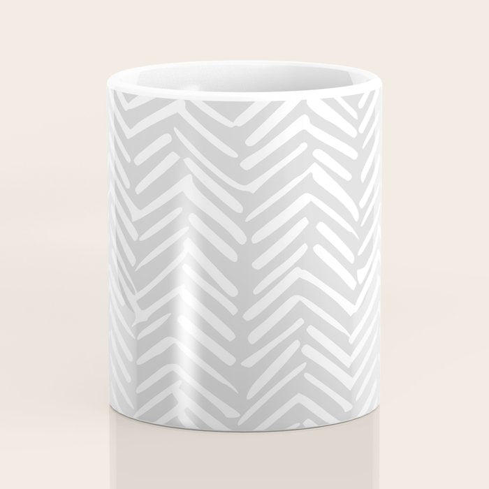 Abstract Herringbone, Striped Pattern, Gray and White Coffee Mug Gallery Image 4
