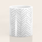 Abstract Herringbone, Striped Pattern, Gray and White Coffee Mug Gallery Image 4