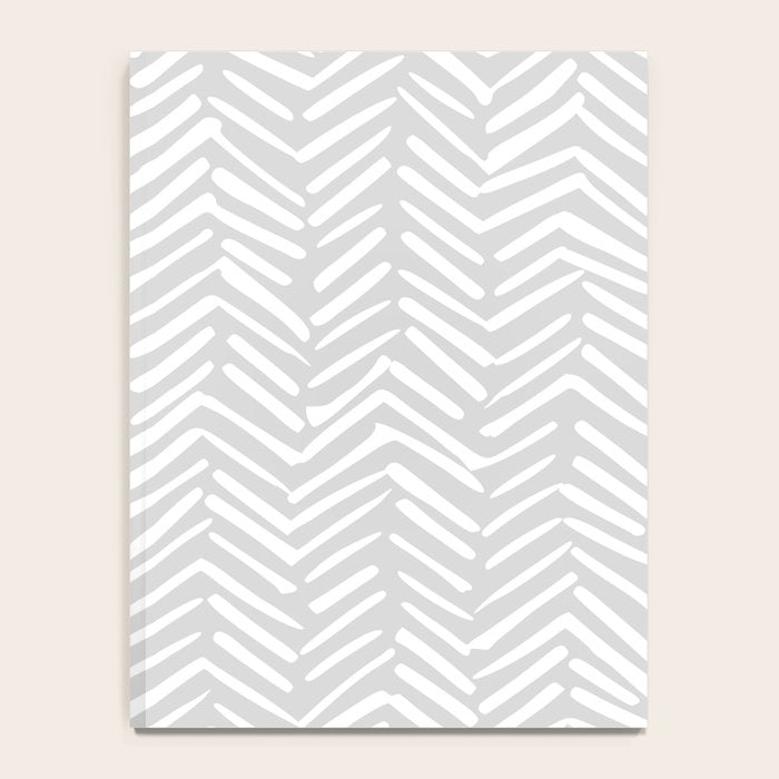 Abstract Herringbone, Striped Pattern, Gray and White Notebook Gallery Image 4