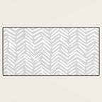 Abstract Herringbone, Striped Pattern, Gray and White Desk Mat Gallery Image 3