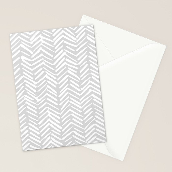 Abstract Herringbone, Striped Pattern, Gray and White Stationery Card Gallery Image 2
