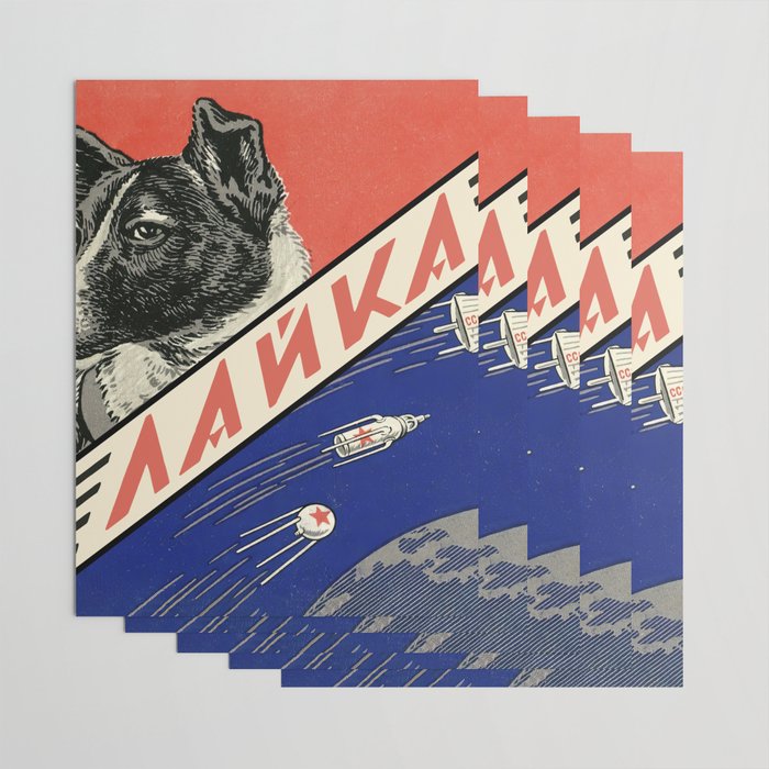 Laika, first space dog â Soviet vintage space poster [Sovietwave] Wrapping Paper Gallery Image 3