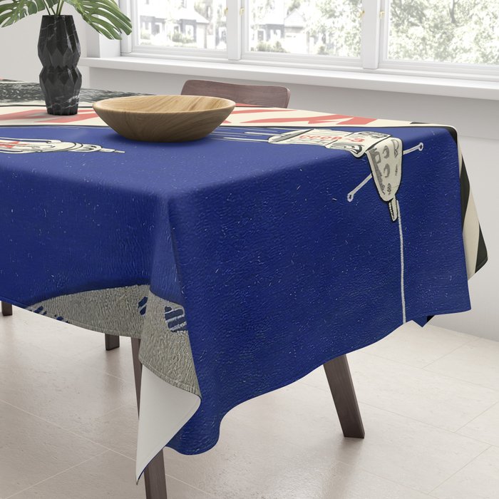 Laika, first space dog â Soviet vintage space poster [Sovietwave] Tablecloth Gallery Image 3