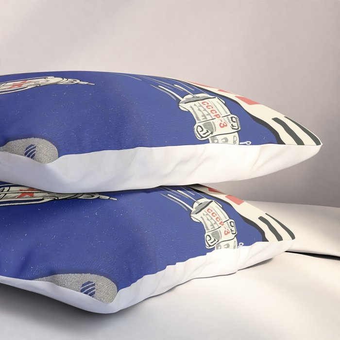 Laika, first space dog â Soviet vintage space poster [Sovietwave] Pillow Sham Gallery Image 3