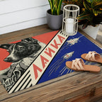 Laika, first space dog â Soviet vintage space poster [Sovietwave] Outdoor Rug Gallery Image 2