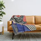 Laika, first space dog â Soviet vintage space poster [Sovietwave] Throw Blanket Gallery Image 1