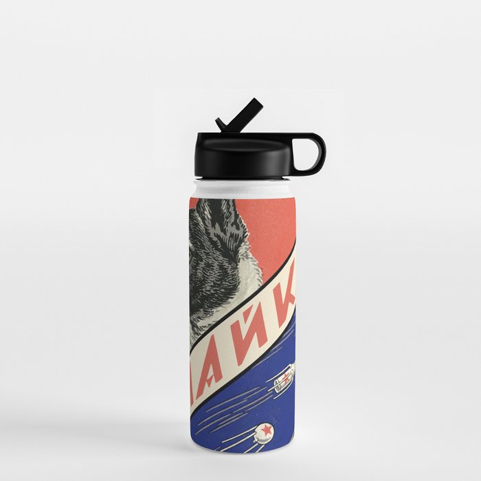 Laika, first space dog â Soviet vintage space poster [Sovietwave] Water Bottle