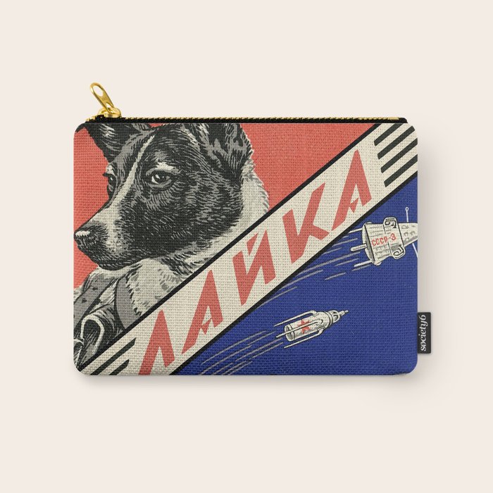 Laika, first space dog â Soviet vintage space poster [Sovietwave] Carry All Pouch Gallery Image 1