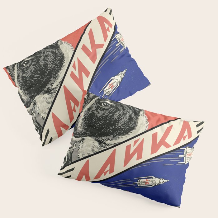 Laika, first space dog â Soviet vintage space poster [Sovietwave] Pillow Sham Gallery Image 3
