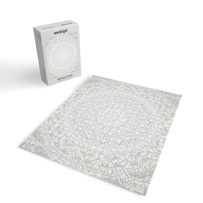 Mandala Soft Gray Jigsaw Puzzle Gallery Image 2
