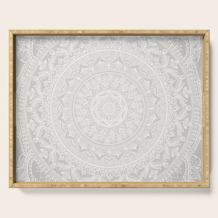 Mandala Soft Gray Serving Tray Gallery Image 1