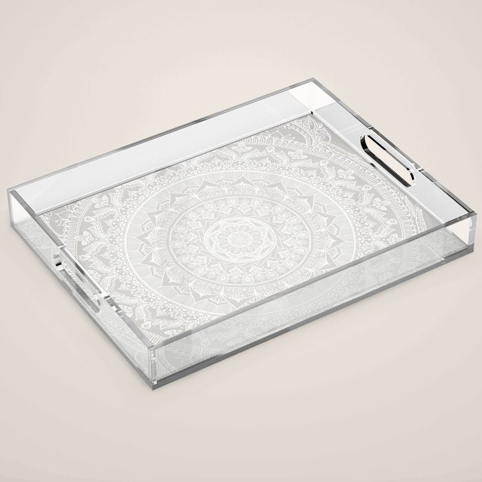 Mandala Soft Gray Acrylic Tray Gallery Image 1