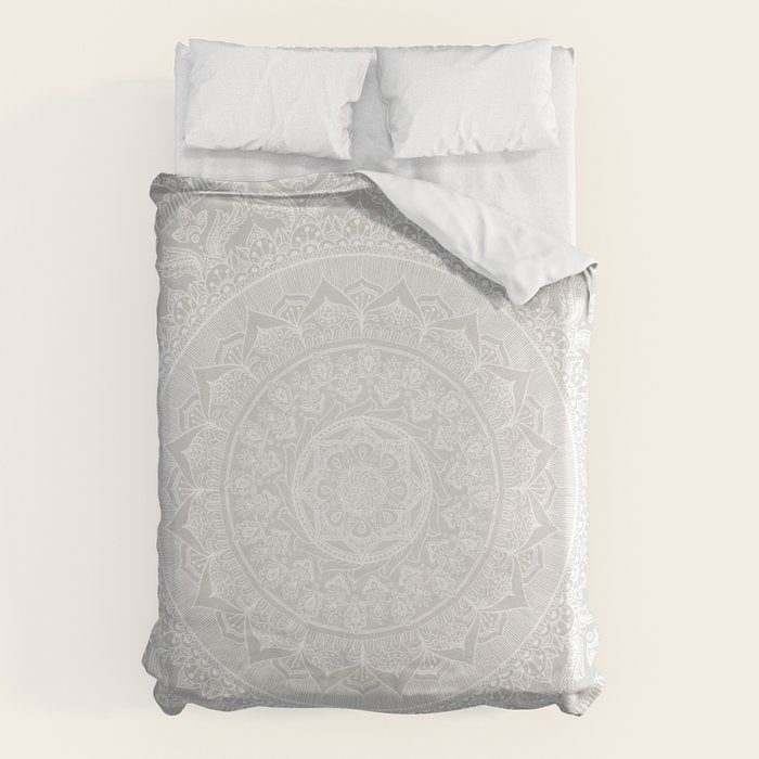 Mandala Soft Gray Duvet Cover Gallery Image 6