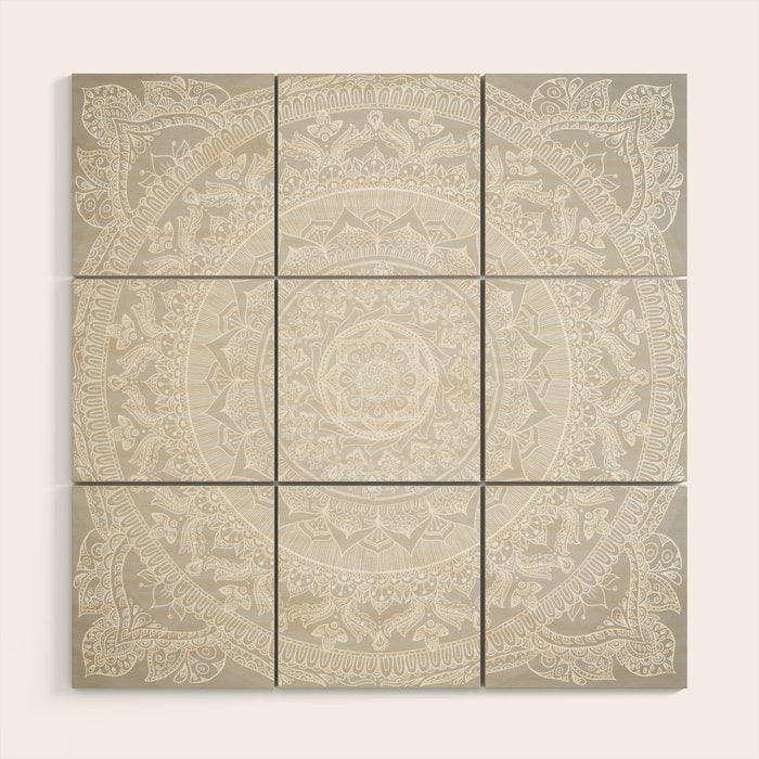Mandala Soft Gray Wood Wall Art Gallery Image 1