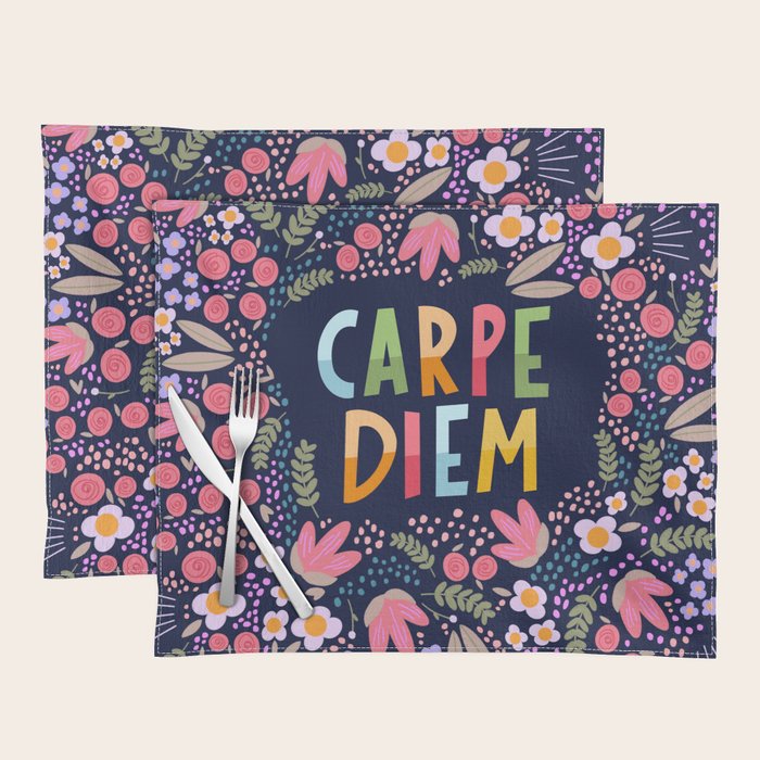 Carpe diem floral Placemat Gallery Image 1